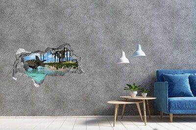 Hole in the wall sticker Dinosaur in a tropical paradise