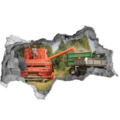 Hole in the wall decal Agricultural machinery in action