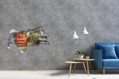 Hole in the wall decal Agricultural machinery in action