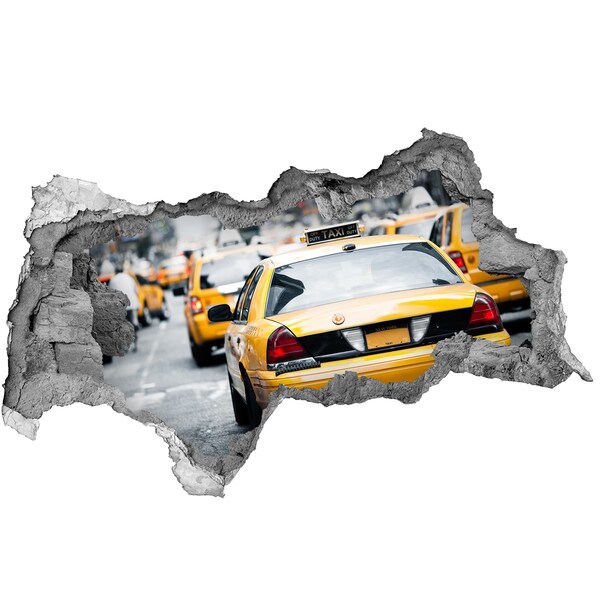 Hole in the wall decal New York taxis in action