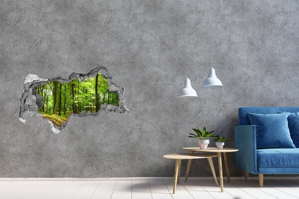 Hole in the wall sticker Green forest in the sun's rays