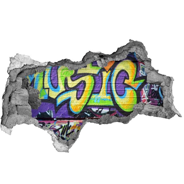 Hole in the wall decal Graffiti on a damaged wall