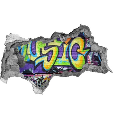 Hole in the wall decal Graffiti on a damaged wall