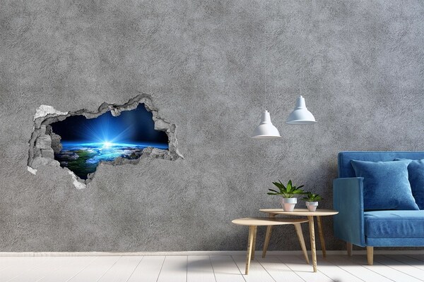 Hole in the wall decal Planet Earth