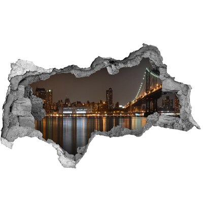 Hole in the wall decal View of New York at night
