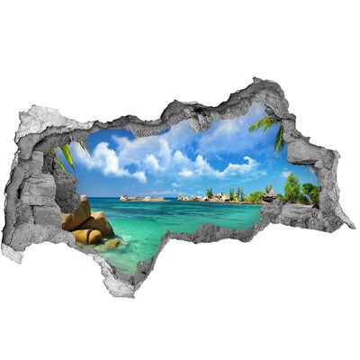 Hole in the wall sticker Seychelles beach