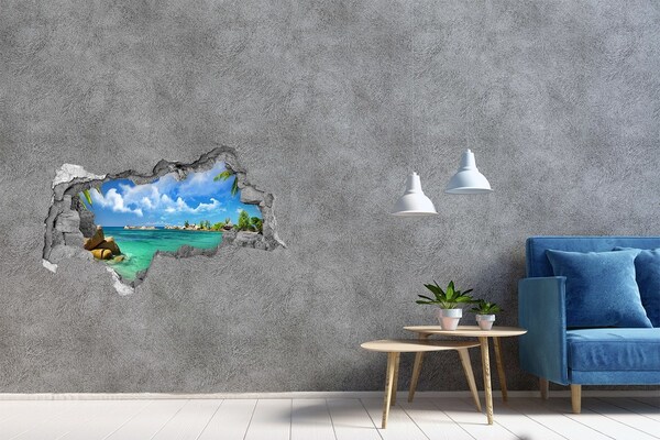 Hole in the wall sticker Seychelles beach