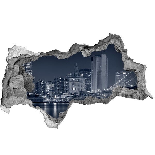 Hole wall sticker New York skyline through a hole in the wall
