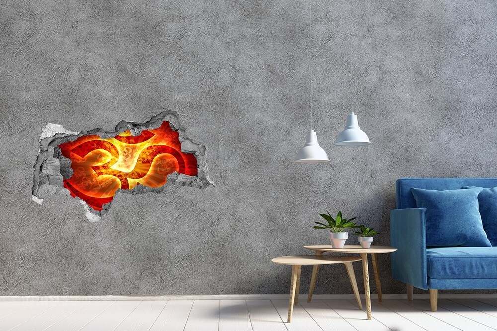 Hole wall sticker The burning sign of the OM