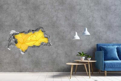 Hole in the wall decal Yellow flowers background