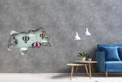 Hole in the wall decal Balloons in the sky