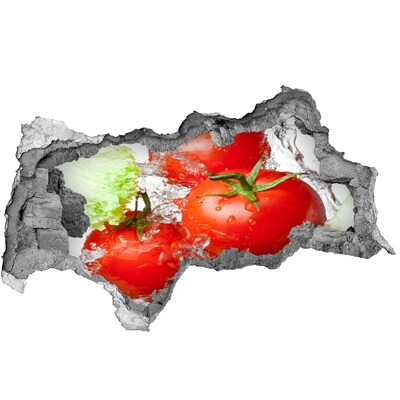 Hole in the wall decal Fresh tomatoes in water