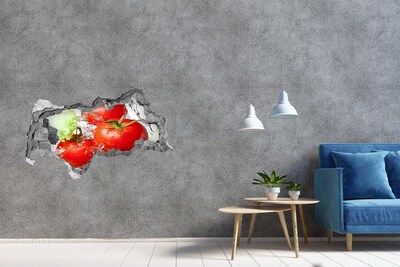 Hole in the wall decal Fresh tomatoes in water