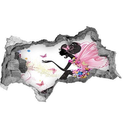 Hole in the wall sticker A charming fairy among butterflies