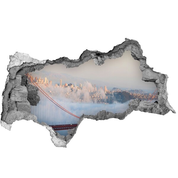 Hole in the wall decal Golden Gate Bridge in the clouds
