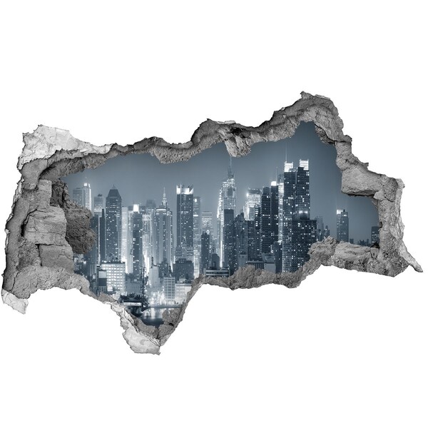 Hole in the wall decal New York skyline at night