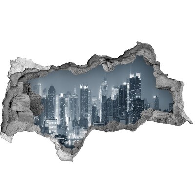 Hole in the wall decal New York skyline at night