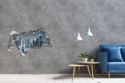 Hole in the wall decal New York skyline at night