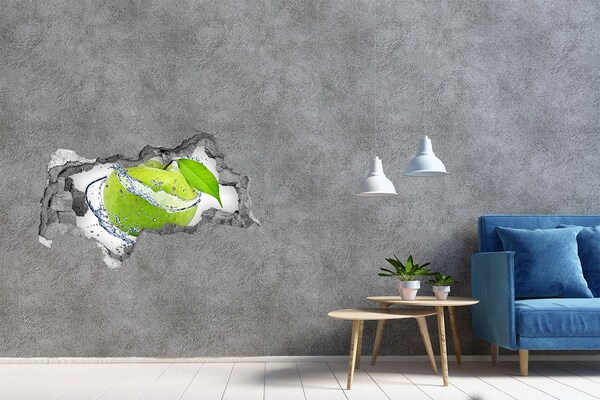 Hole wall sticker Green apple in water