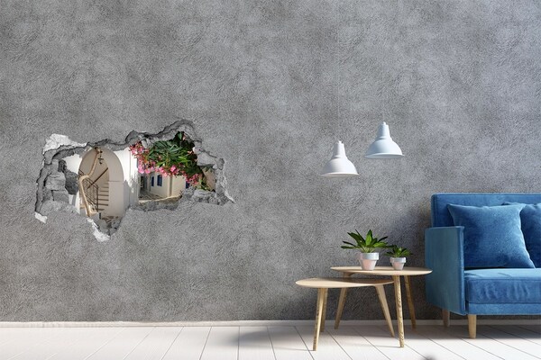 Hole in the wall decal A charming street in Greece