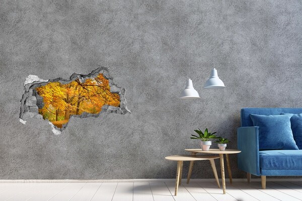 Hole wall sticker Golden autumn in the forest