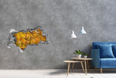 Hole wall sticker Golden autumn in the forest