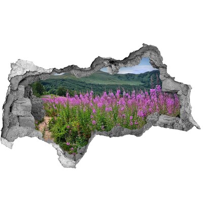 Hole wall sticker Floral landscape in the mountains
