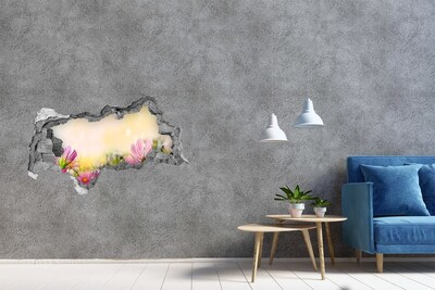 Hole in the wall decal A floral landscape behind a hole in the wall