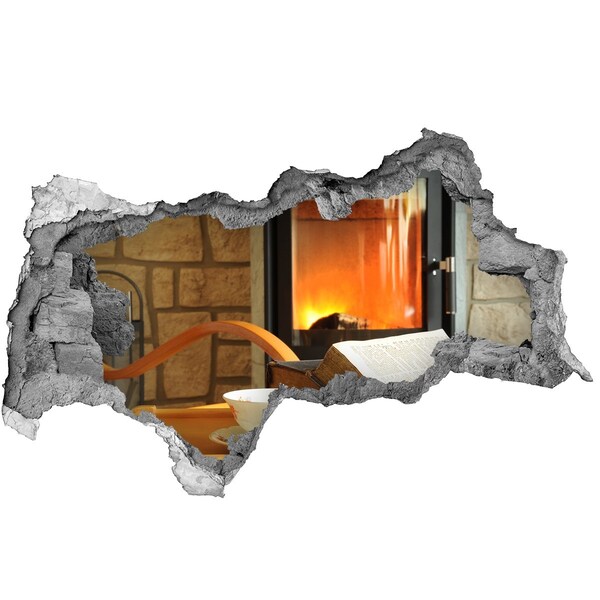 Hole in the wall decal A cozy corner by the fireplace