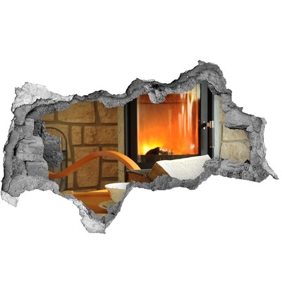 Hole in the wall decal A cozy corner by the fireplace