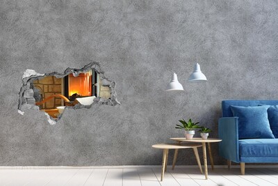 Hole in the wall decal A cozy corner by the fireplace