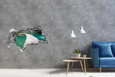 Hole in the wall decal Mysterious bridge over turquoise water