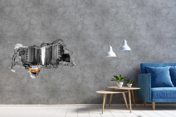 Hole wall sticker New York City Taxis in the Urban Landscape