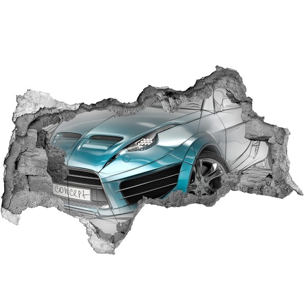 Hole in the wall sticker Sports car in a hole in the wall