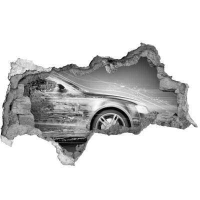 Hole in the wall sticker A car is moving through a wall