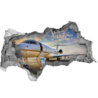 Hole in the wall decal Luxury jet at the airport