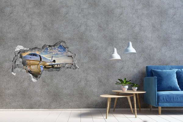 Hole in the wall decal Luxury jet at the airport
