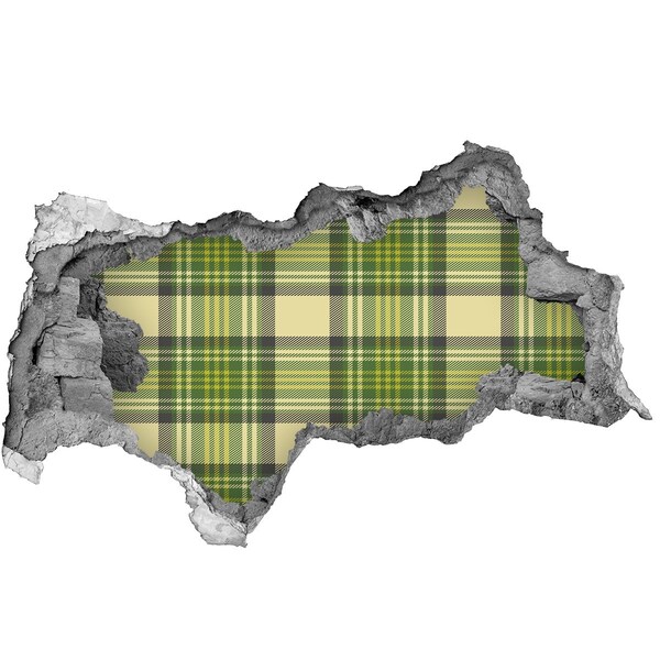 Hole in the wall sticker Green checkered pattern