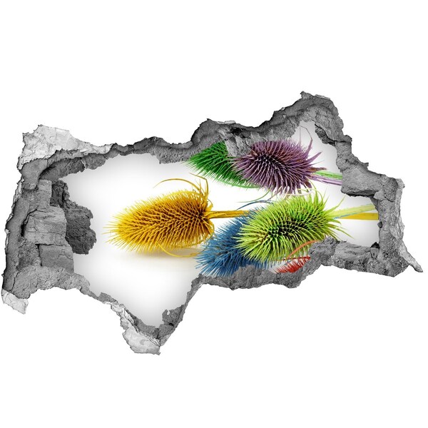 Hole in the wall decal Floral explosion in concrete