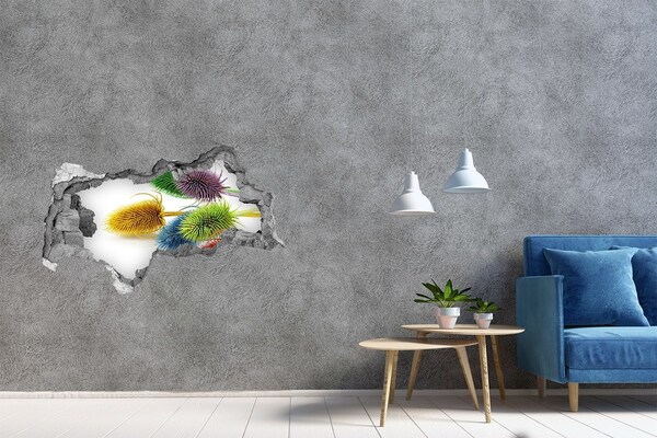 Hole in the wall decal Floral explosion in concrete
