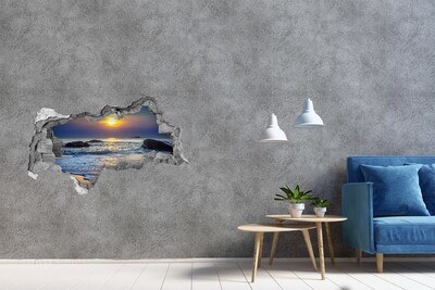 Hole in the wall decal Sunset over the sea