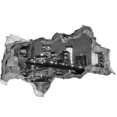 Hole in the wall decal View of New York at night