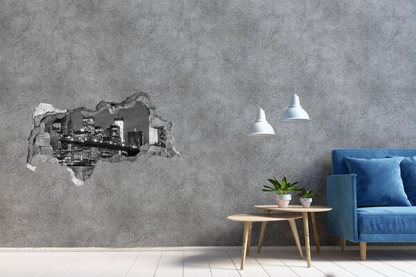 Hole in the wall decal View of New York at night