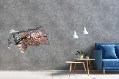 Hole in the wall sticker Blossoming cherry trees in the spring park