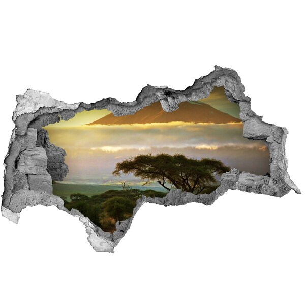 Hole in the wall sticker African landscape with trees