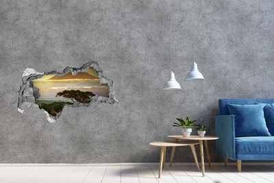 Hole in the wall sticker African landscape with trees