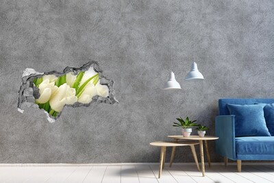 Hole in the wall sticker Tulips in concrete