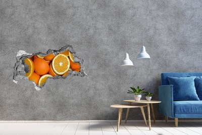 Hole in the wall sticker Fresh oranges in a hole in the wall