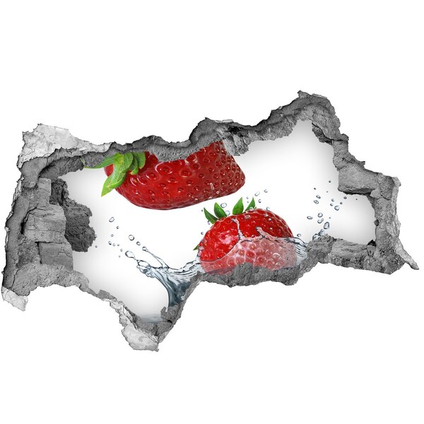Hole in the wall decal Juicy strawberries in water