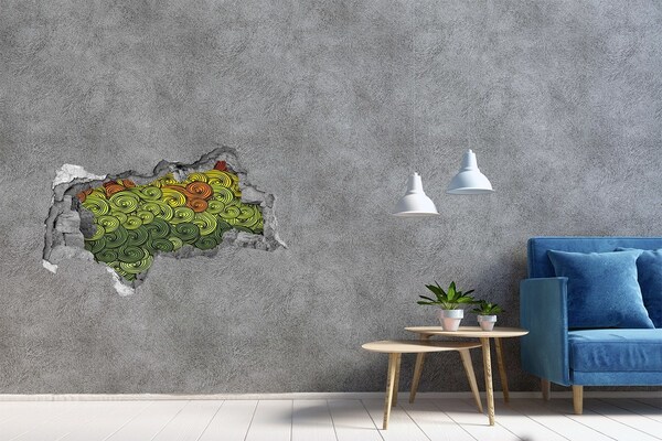 Hole in the wall decal Colorful swirls on the wall